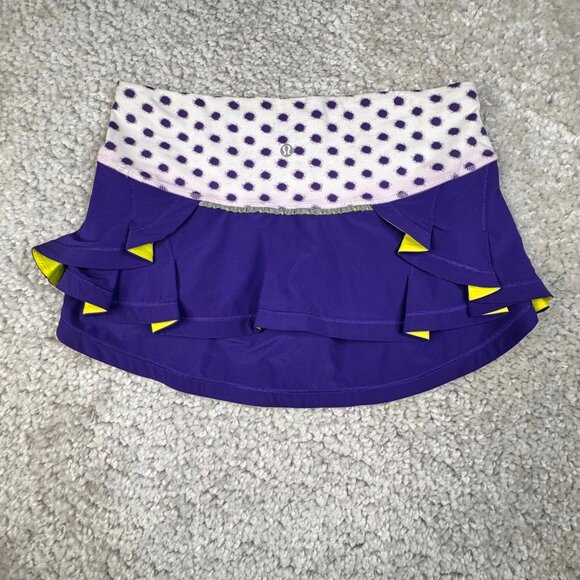 Lululemon Presta Shirt Purple Polka Dot White Womens 6 NEW - Picture 2 of 9